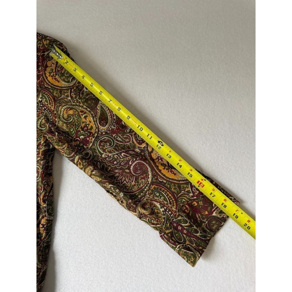 Jones New York Shirt Women XL Fall Colors Paisley Multicolor Cotton Boho V Neck - Picture 6 of 15